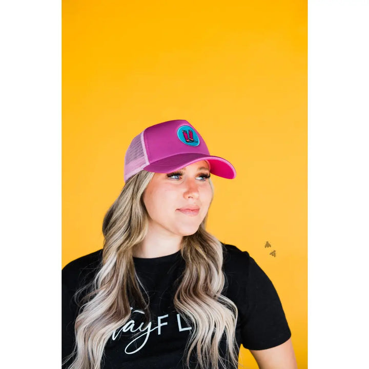 Pink Boots Pony Tail Trucker Cap - TRUCKER STYLE PONYTAIL