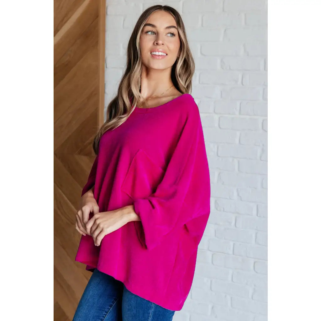 Wrap yourself in comfort with our Pink Thoughts Chenille Top. Featuring a cozy chenille knit round neckline drop