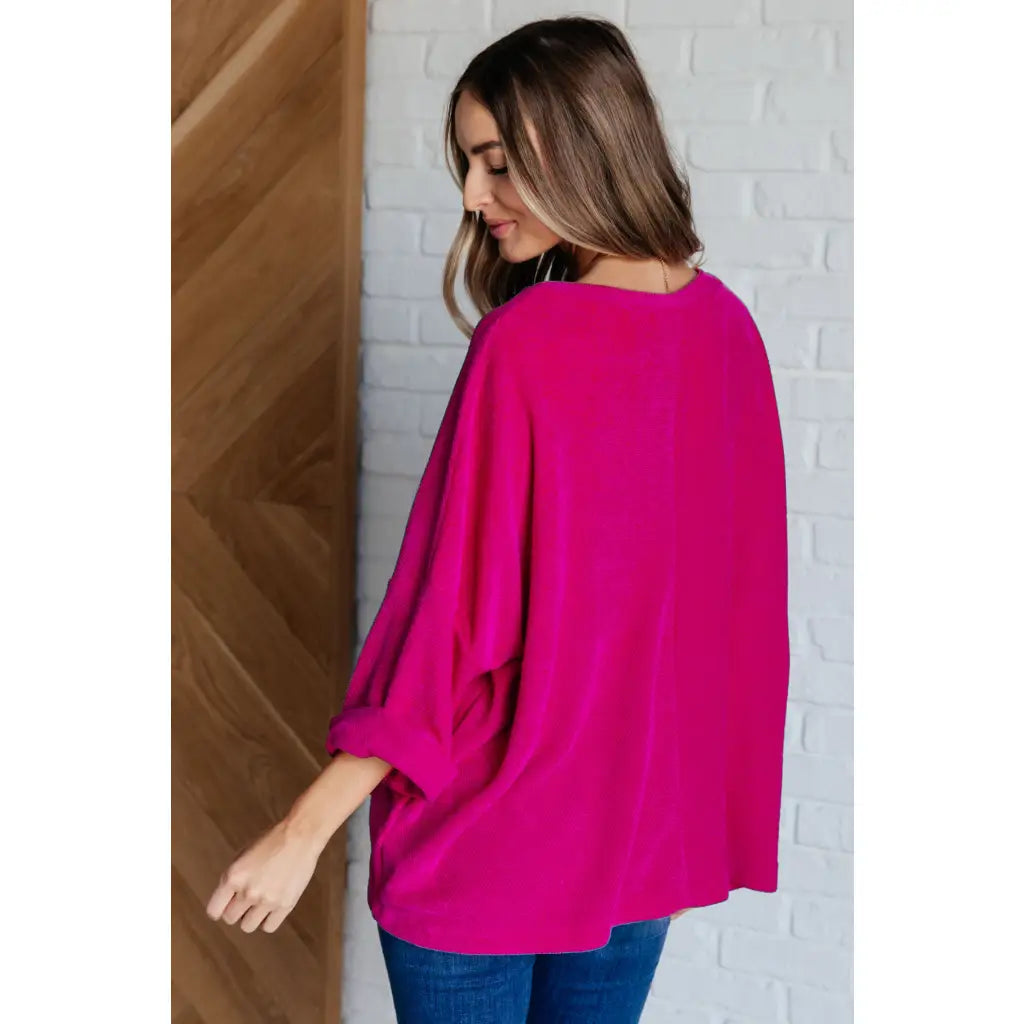 Wrap yourself in comfort with our Pink Thoughts Chenille Top. Featuring a cozy chenille knit round neckline drop