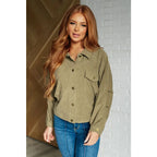 Fall in love with the Pistachio Latte Corduroy Jacket. Boutique-worthy relaxed fit plus sizes available and ships 2