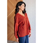 Textured caramel hoodie with v-neck elbow patches and an oversized fit. Fall boutique style plus size friendly for cozy