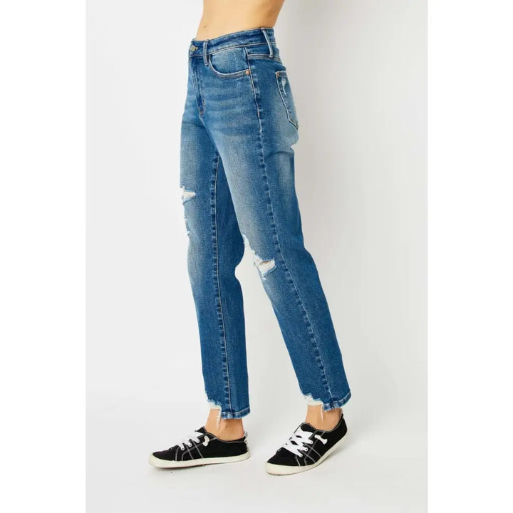 Pocket Queen of Hearts Distressed Judy Blue Slim Jeans