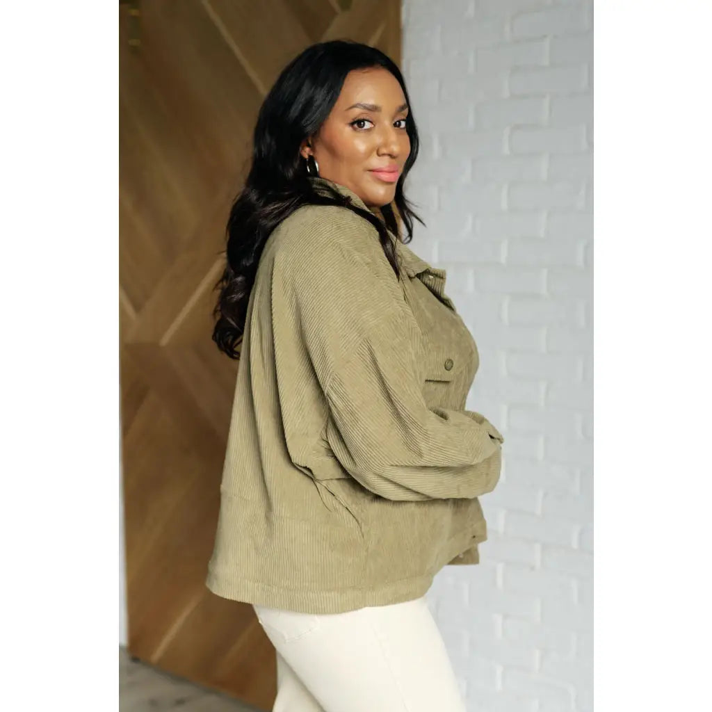 Primrose Corduroy Jacket in Olive Green