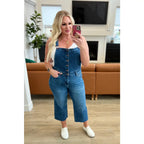 Step out in style with Priscilla High Rise Crop Wide Leg Denim Overalls from Judy Blue! These chic retro-style overalls