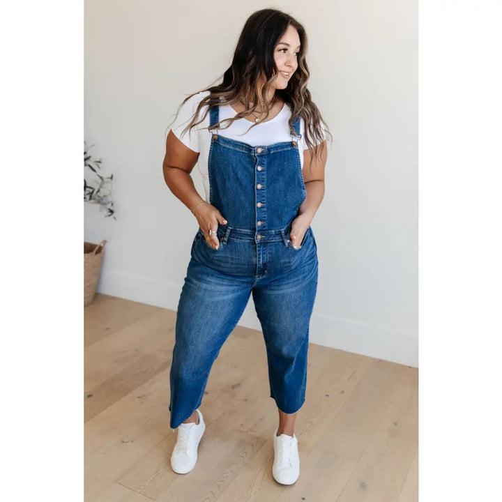 Priscilla High Rise Crop Wide Leg Denim Overalls - Womens