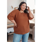 Lightweight oversized dolman knit short sleeve sweater in pumpkin spice. Perfect for Southern fall fashion. Plus size