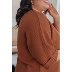 Lightweight oversized dolman knit short sleeve sweater in pumpkin spice. Perfect for Southern fall fashion. Plus size