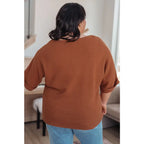 Lightweight oversized dolman knit short sleeve sweater in pumpkin spice. Perfect for Southern fall fashion. Plus size