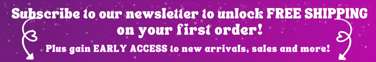 Purple promotional banner advertising newsletter subscription with free shipping offer.