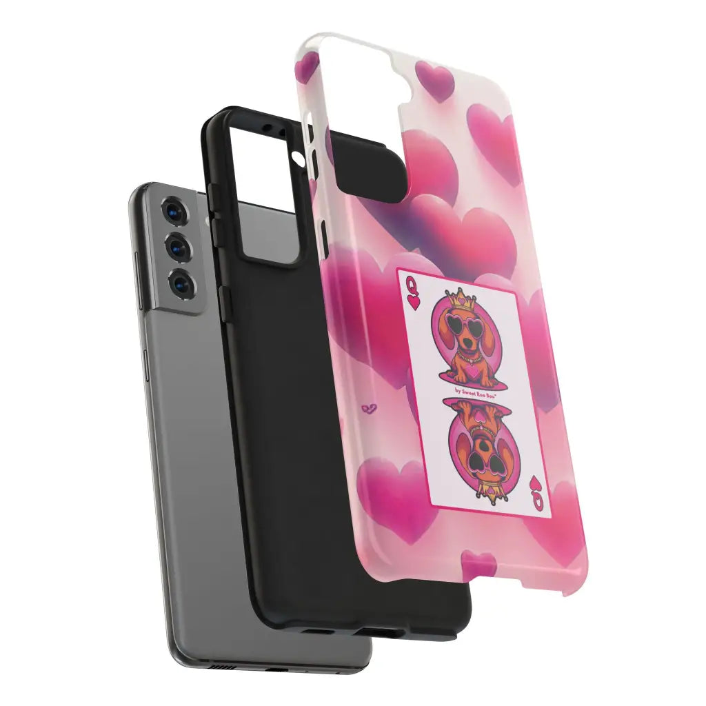 Queen of My Heart Pink Phone Case – Doxie Edition by Sweet Roo Bou™