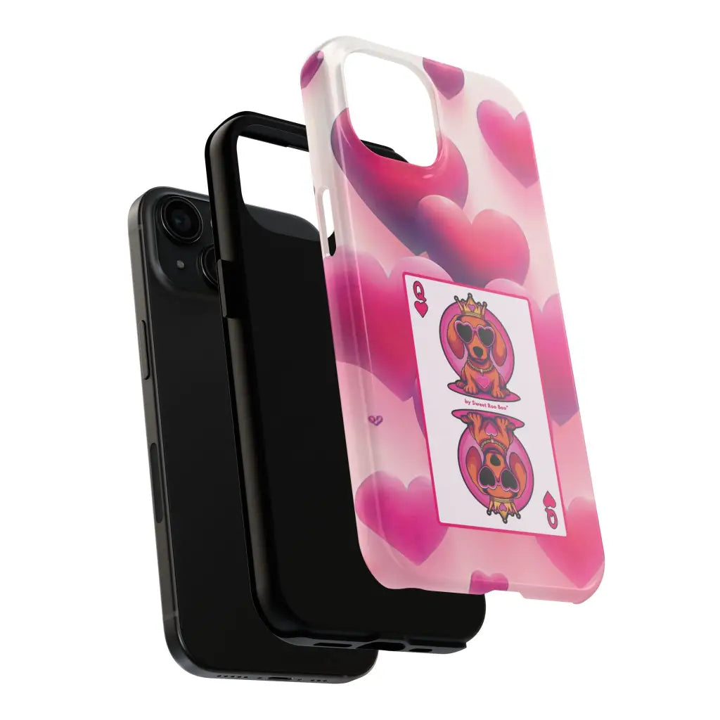 Queen of My Heart Pink Phone Case – Doxie Edition by Sweet Roo Bou™