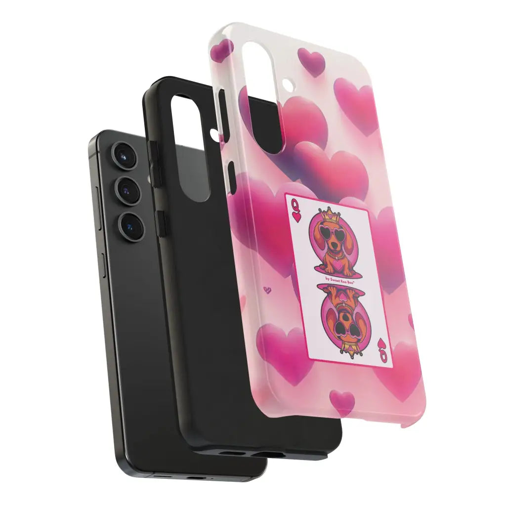 Queen of My Heart Pink Phone Case – Doxie Edition by Sweet Roo Bou™