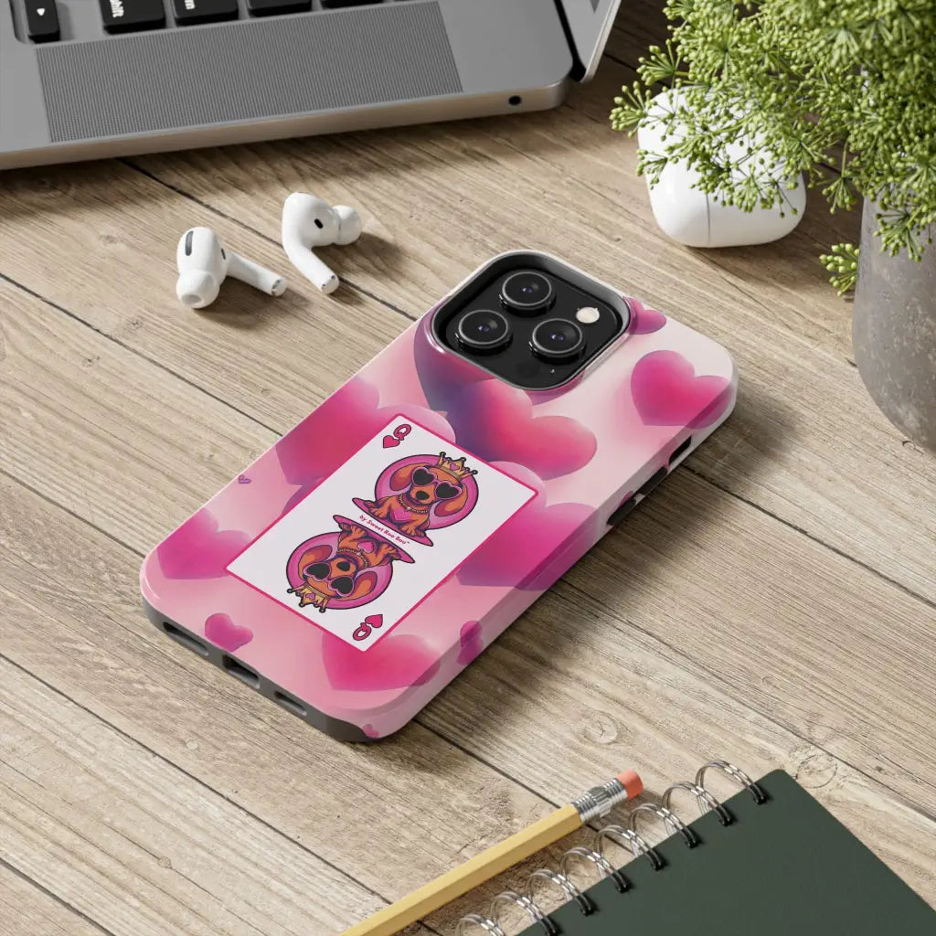 Queen of My Heart Pink Phone Case – Doxie Edition by Sweet Roo Bou™