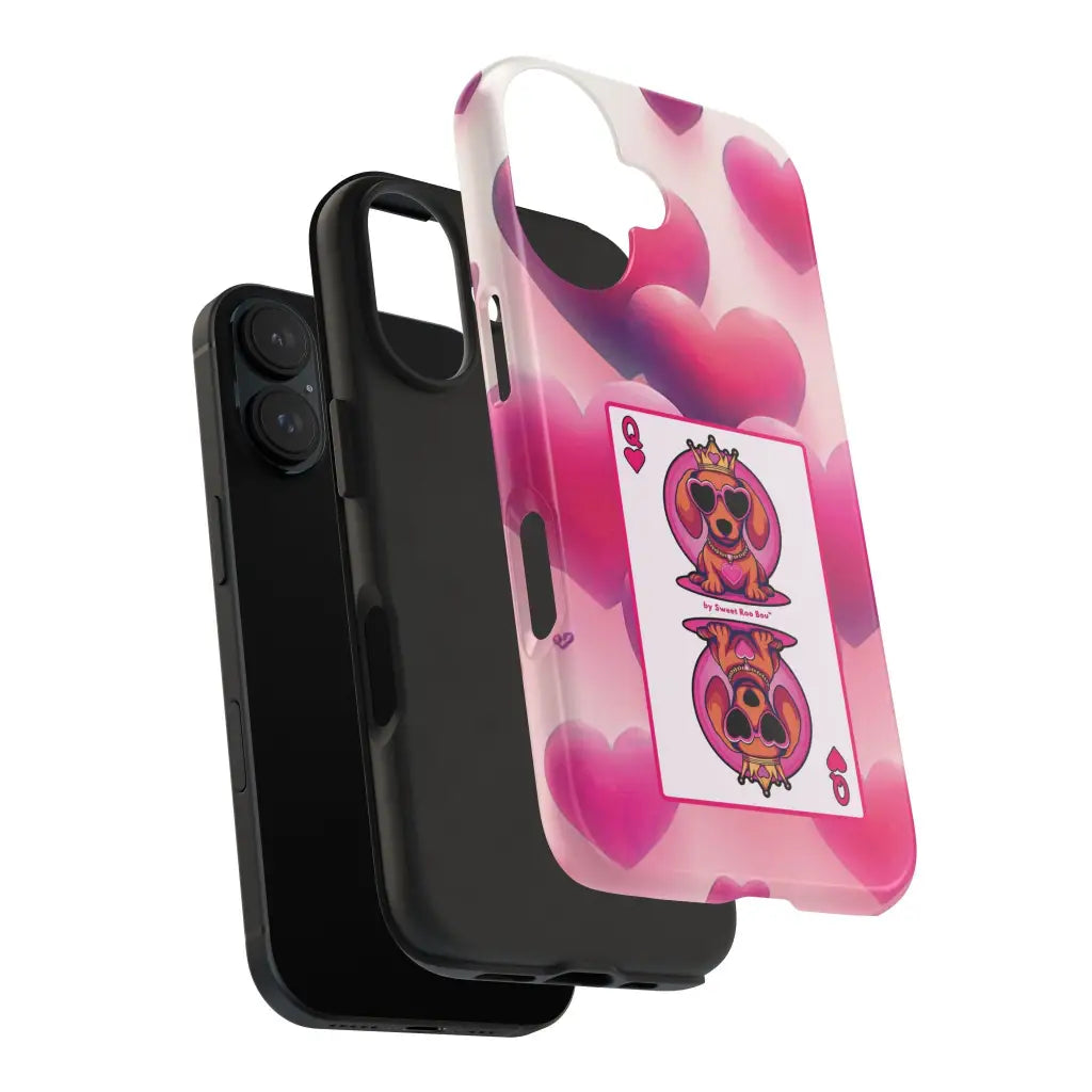 Queen of My Heart Pink Phone Case – Doxie Edition by Sweet Roo Bou™