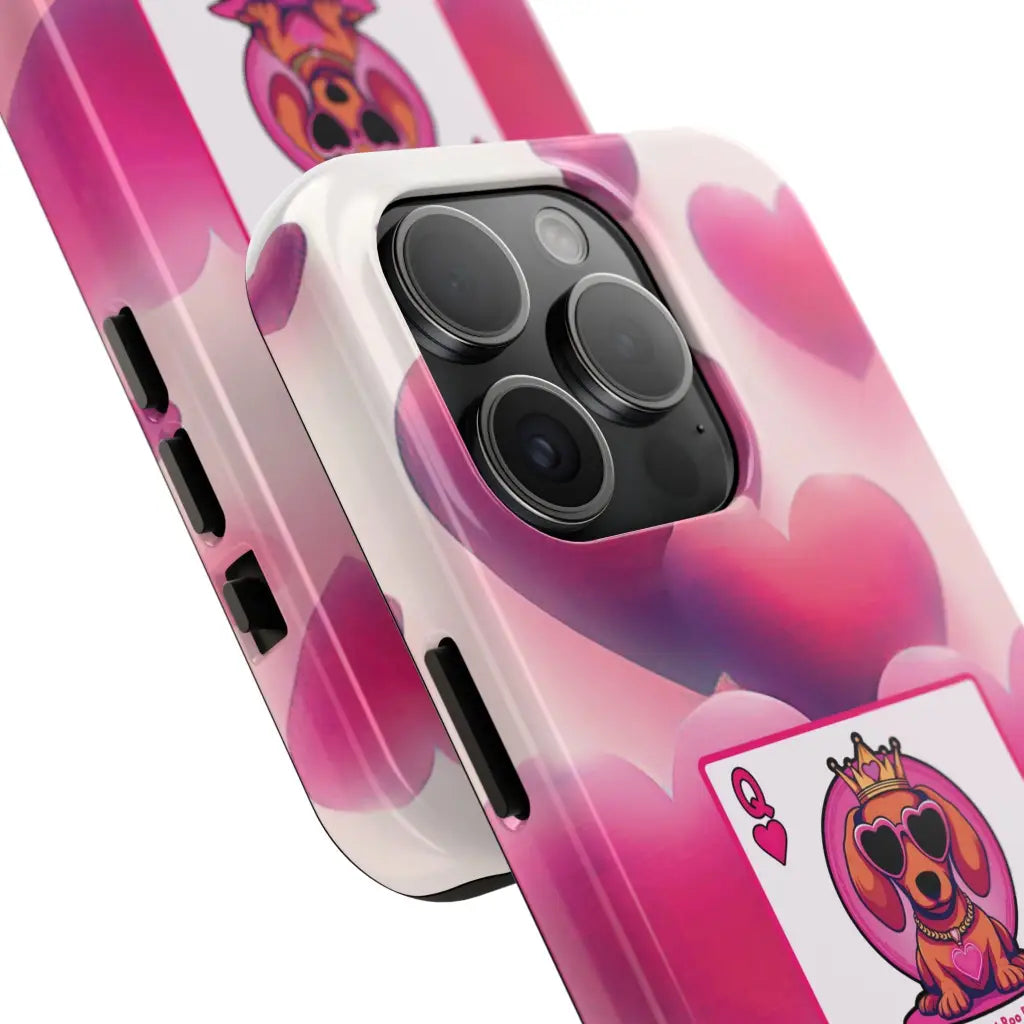 Queen of My Heart Pink Phone Case – Doxie Edition by Sweet Roo Bou™