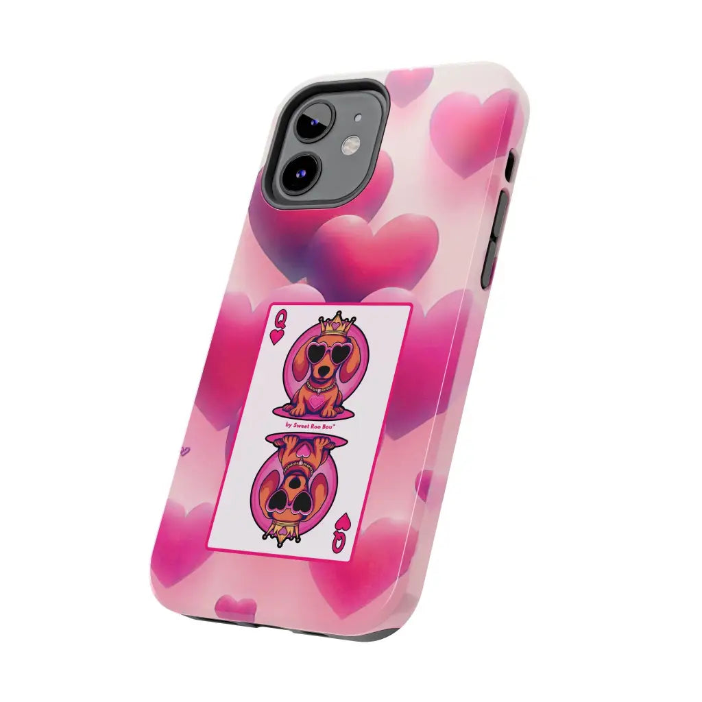 Queen of My Heart Pink Phone Case – Doxie Edition by Sweet Roo Bou™