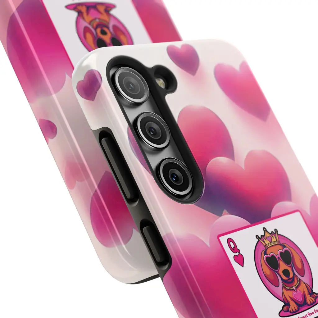 Queen of My Heart Pink Phone Case – Doxie Edition by Sweet Roo Bou™