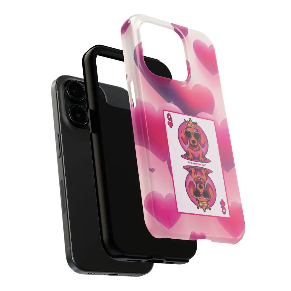 Queen of My Heart Pink Phone Case – Doxie Edition by Sweet Roo Bou™