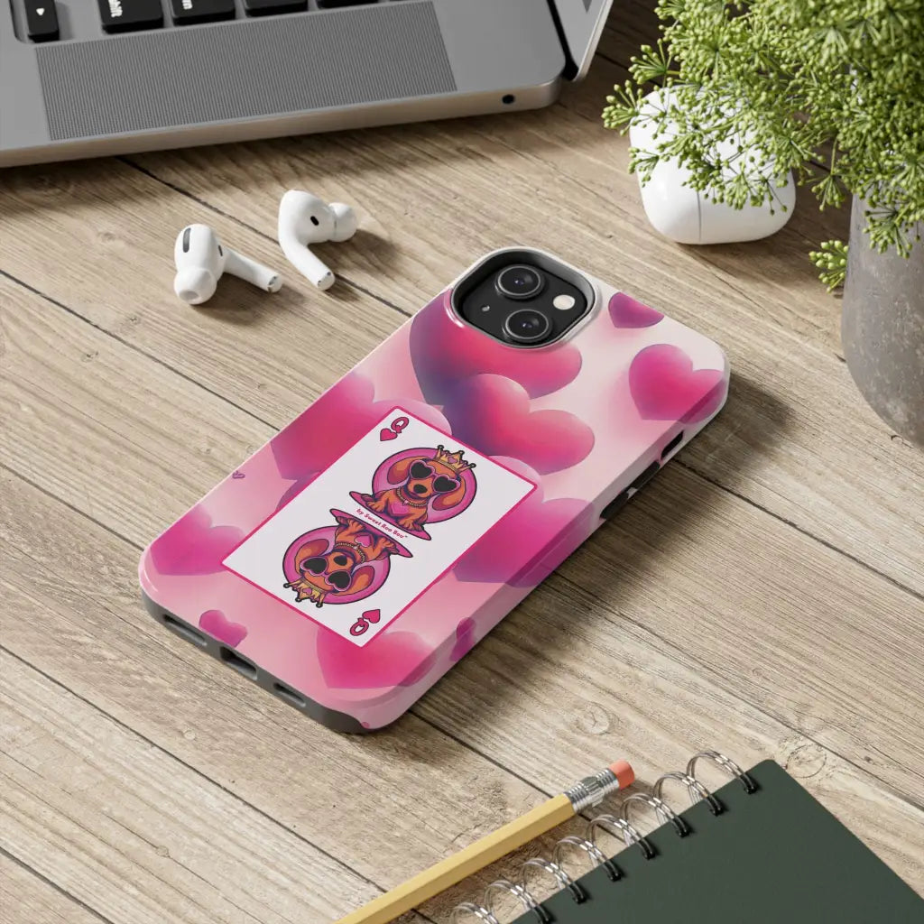 Queen of My Heart Pink Phone Case – Doxie Edition by Sweet Roo Bou™