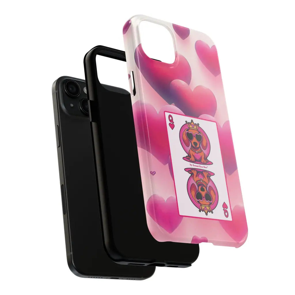 Queen of My Heart Pink Phone Case – Doxie Edition by Sweet Roo Bou™