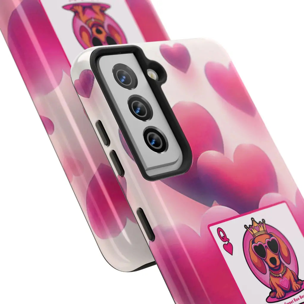 Queen of My Heart Pink Phone Case – Doxie Edition by Sweet Roo Bou™