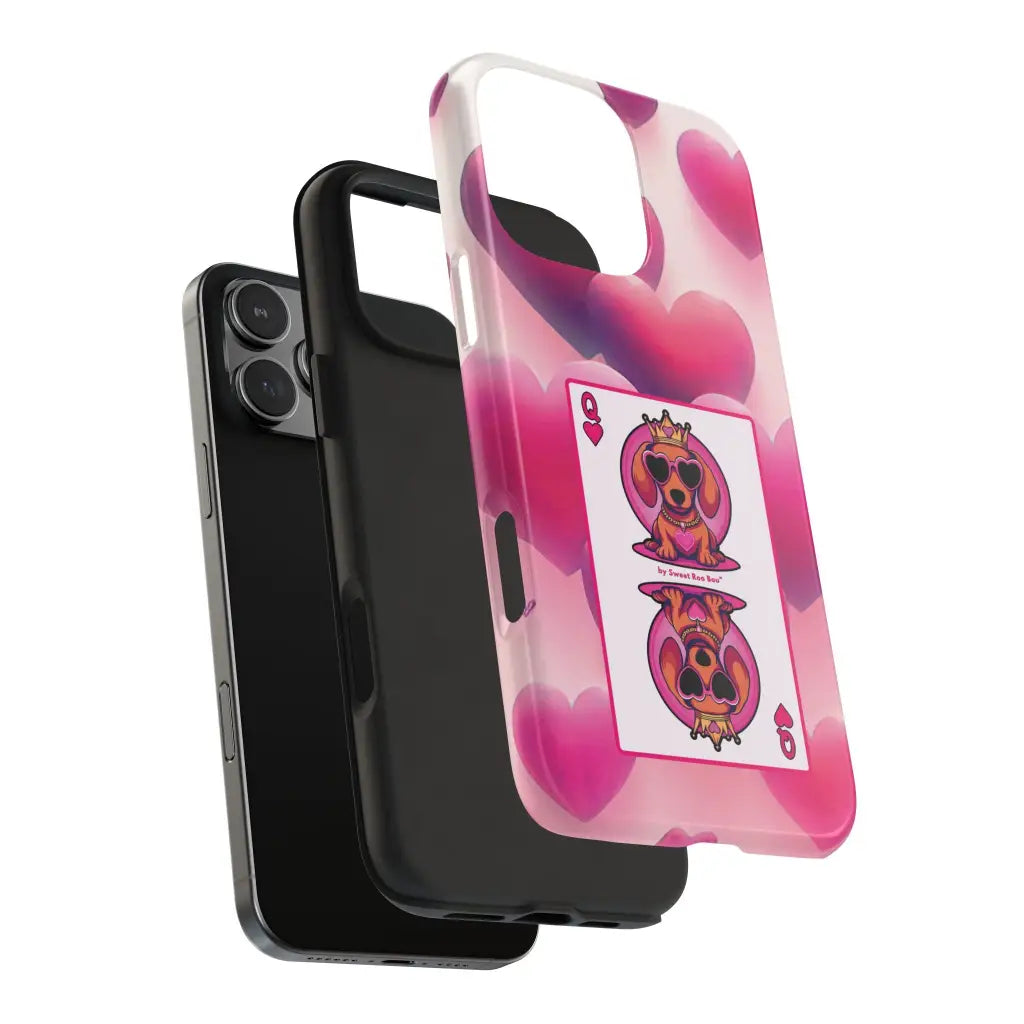 Queen of My Heart Pink Phone Case – Doxie Edition by Sweet Roo Bou™