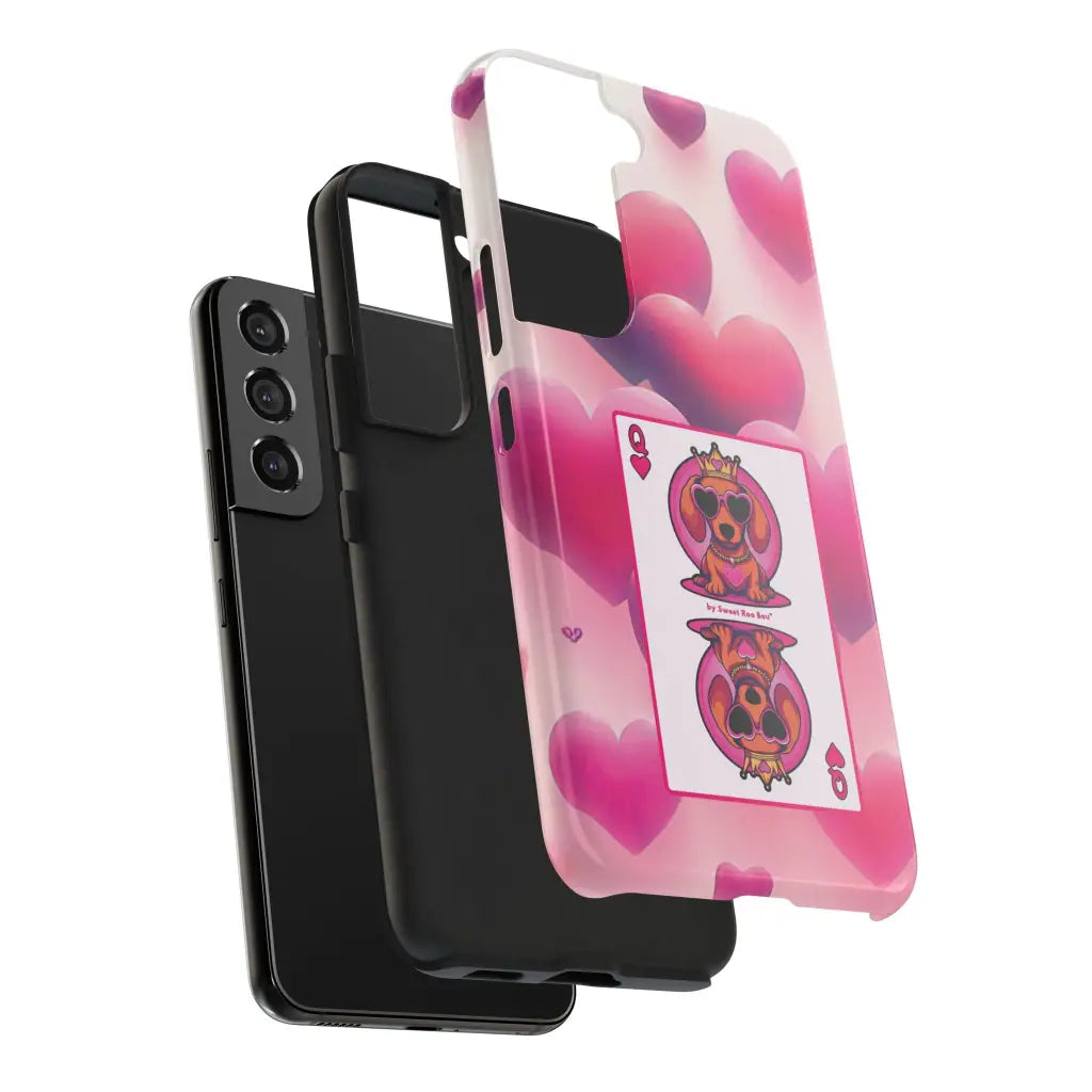 Queen of My Heart Pink Phone Case – Doxie Edition by Sweet Roo Bou™