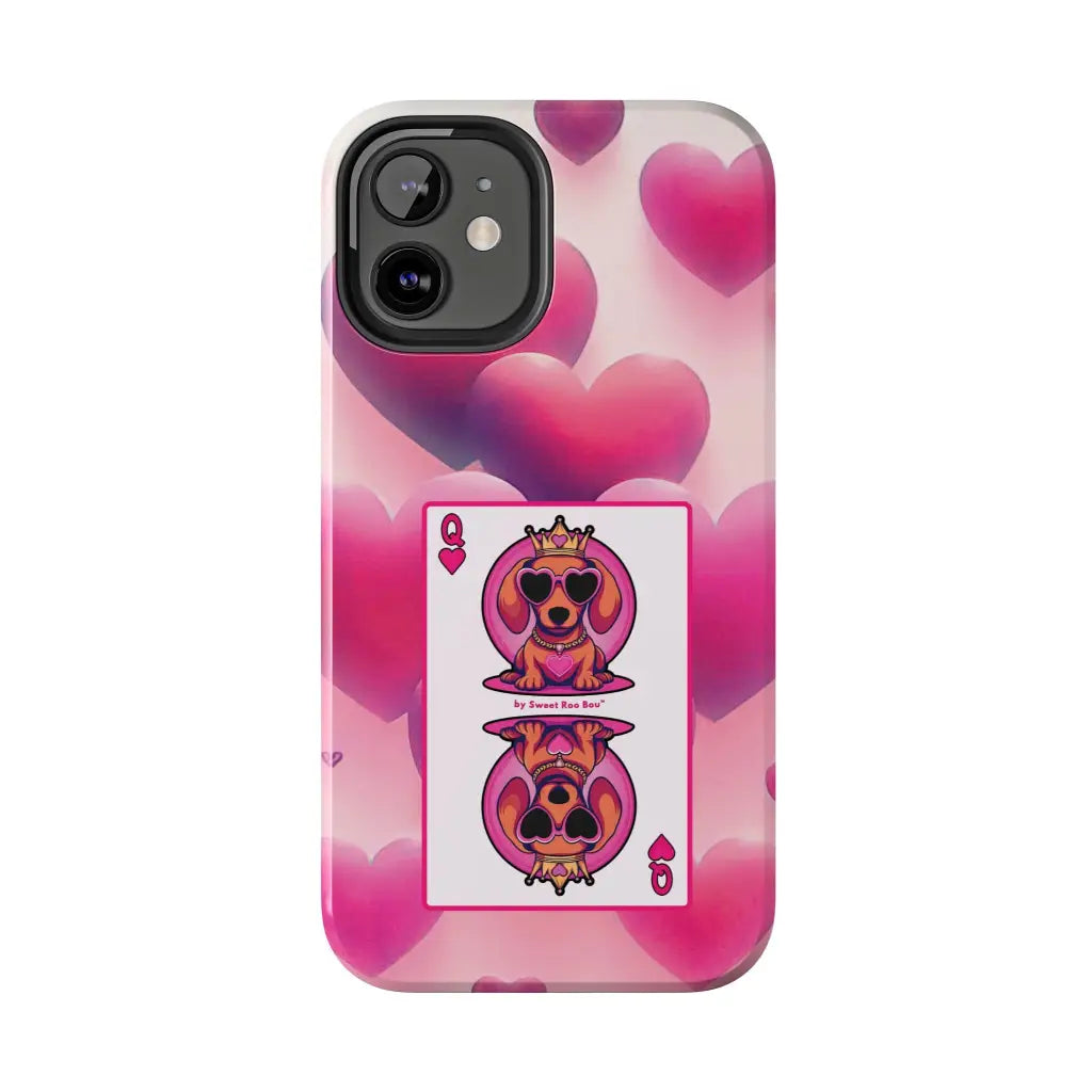 Queen of My Heart Pink Phone Case – Doxie Edition by Sweet Roo Bou™