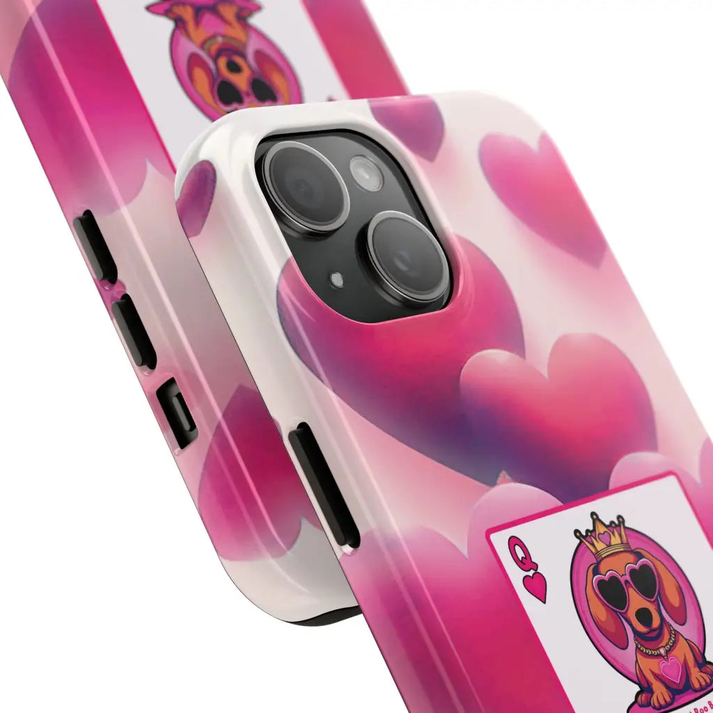 Queen of My Heart Pink Phone Case – Doxie Edition by Sweet Roo Bou™