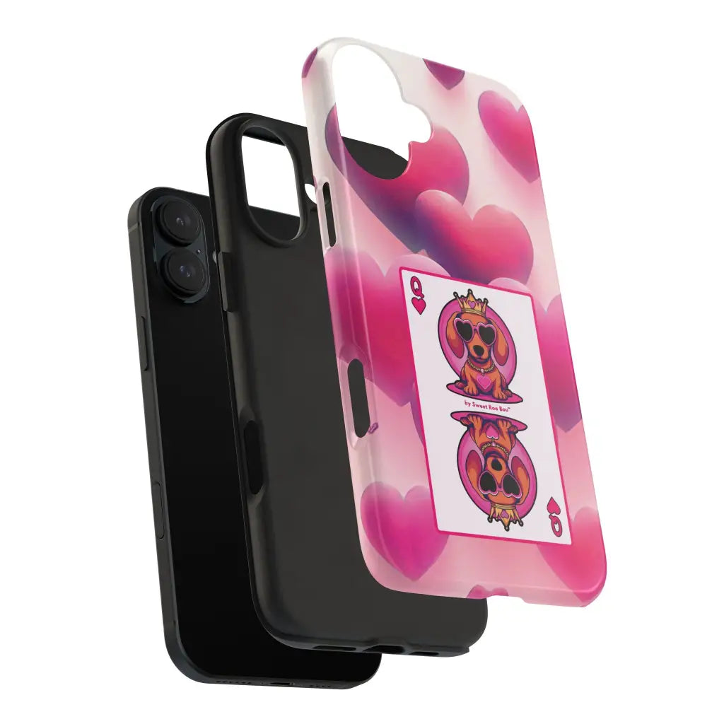 Queen of My Heart Pink Phone Case – Doxie Edition by Sweet Roo Bou™