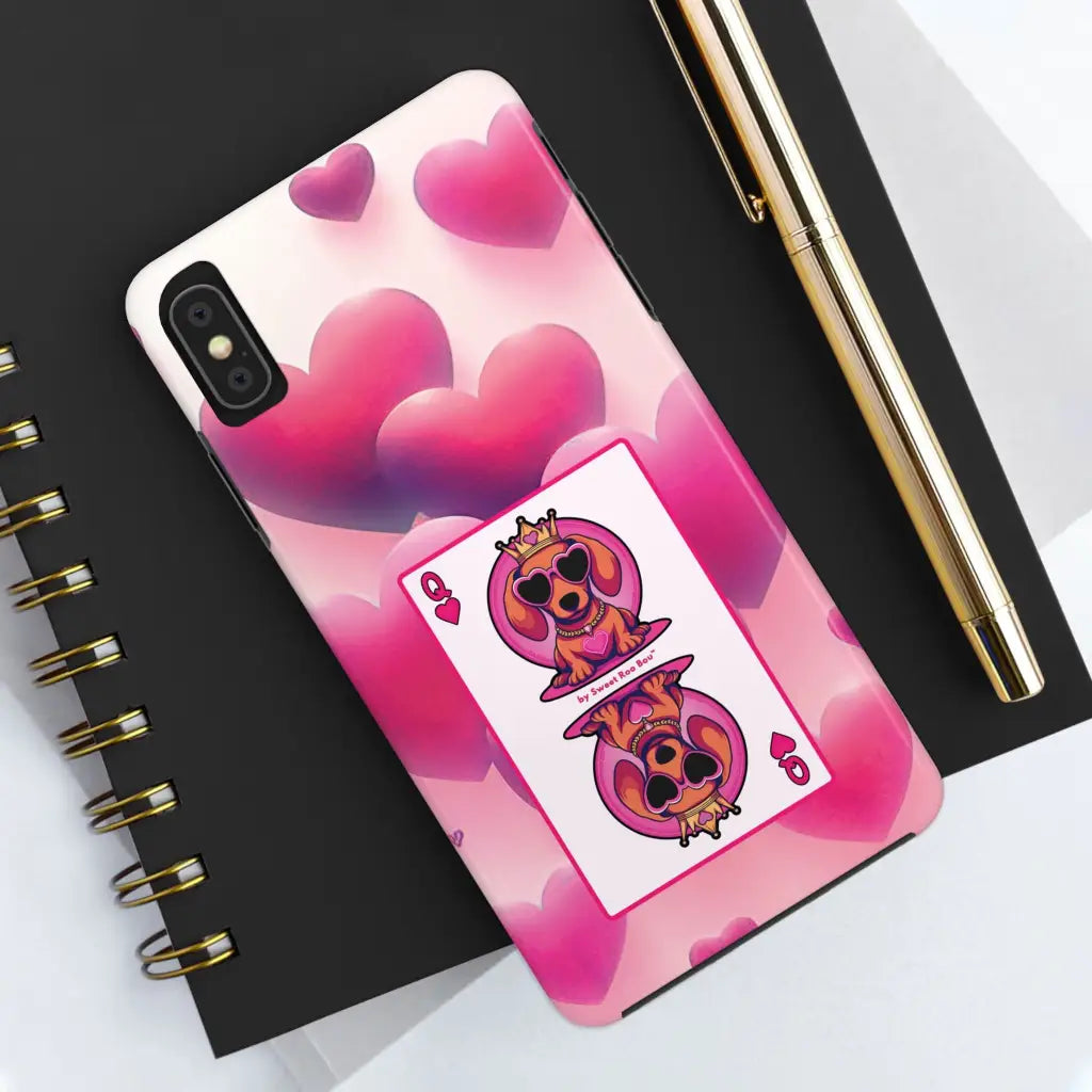 Queen of My Heart Pink Phone Case – Doxie Edition by Sweet Roo Bou™
