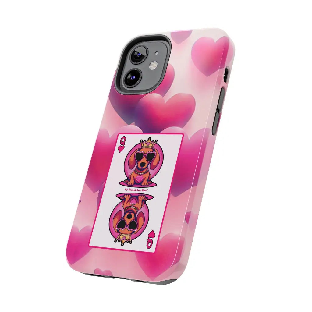Queen of My Heart Pink Phone Case – Doxie Edition by Sweet Roo Bou™