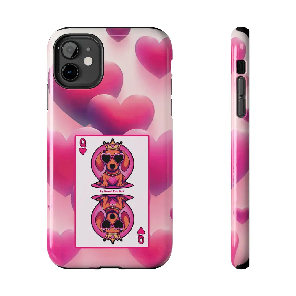Queen of My Heart Pink Phone Case – Doxie Edition by Sweet Roo Bou™