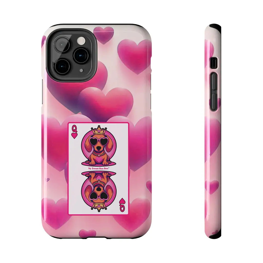 Queen of My Heart Pink Phone Case – Doxie Edition by Sweet Roo Bou™