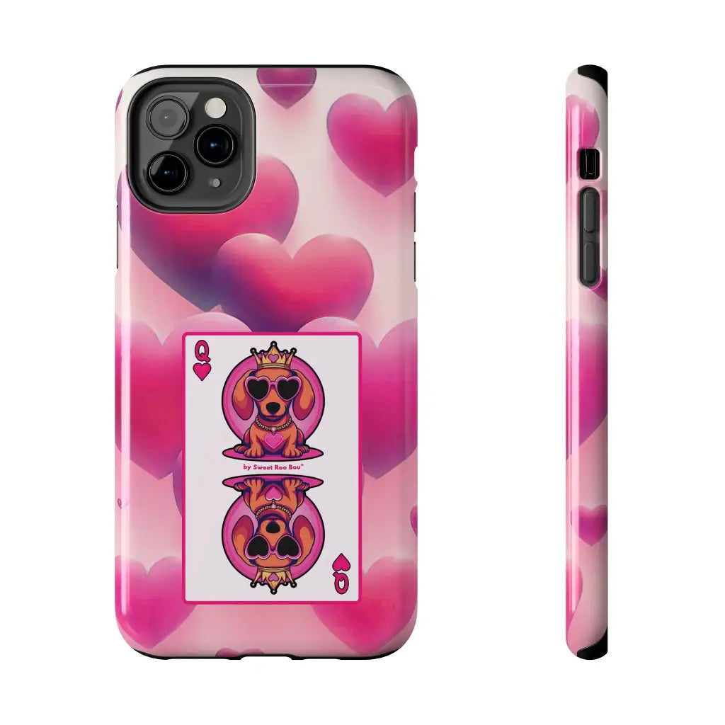 Queen of My Heart Pink Phone Case – Doxie Edition by Sweet Roo Bou™