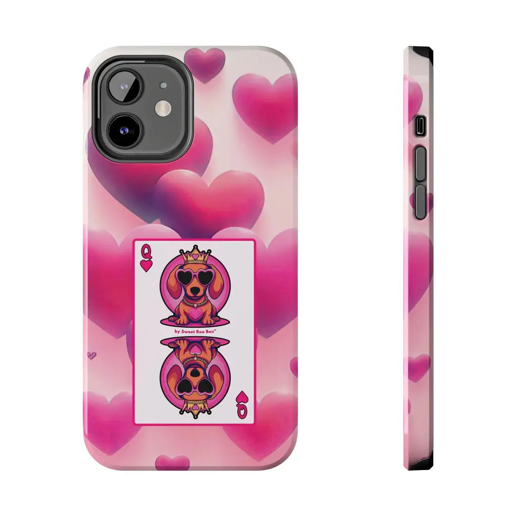 Queen of My Heart Pink Phone Case – Doxie Edition by Sweet Roo Bou™