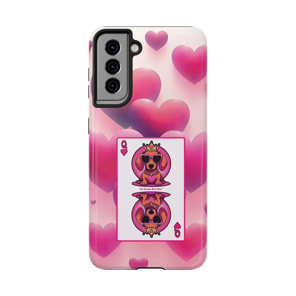 Queen of My Heart Pink Phone Case – Doxie Edition by Sweet Roo Bou™