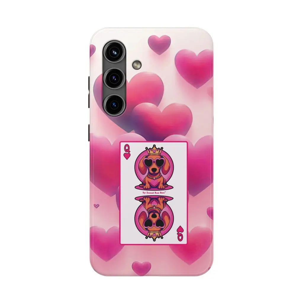 Queen of My Heart Pink Phone Case – Doxie Edition by Sweet Roo Bou™