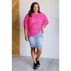 Be the life of party in our Rather Eventful Open Knit Top! Made from a cozy bright pink sweater knit this top has high