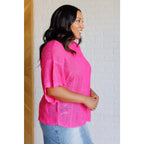 Be the life of party in our Rather Eventful Open Knit Top! Made from a cozy bright pink sweater knit this top has high