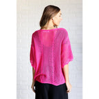 Be the life of party in our Rather Eventful Open Knit Top! Made from a cozy bright pink sweater knit this top has high