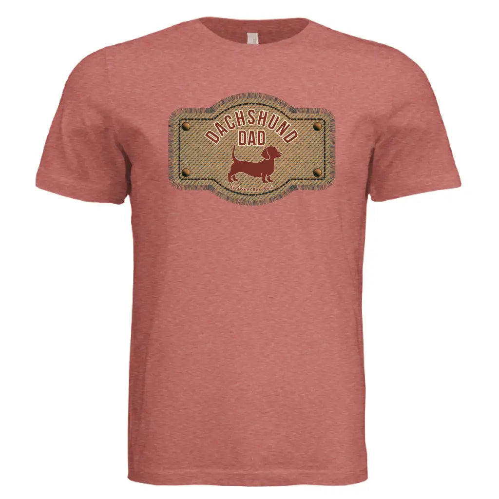 Exclusive red dachshund dad tee featuring artwork by Sweet Roo Bou™. A doxie must-have! Soft BELLA + CANVAS fit