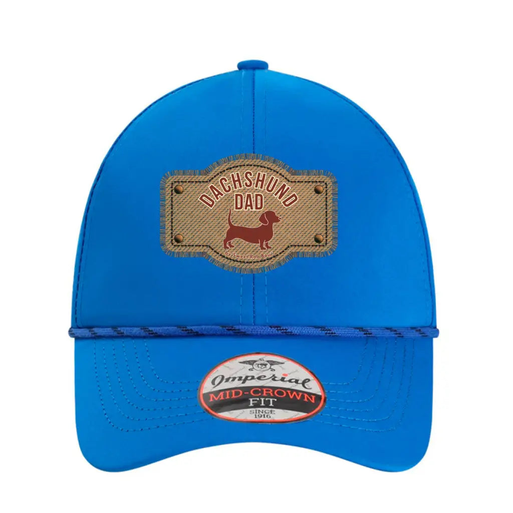 🐾 Premium Rope Hat with red dachshund dad patch artwork by Sweet Roo Bou™ featuring structured design curved visor