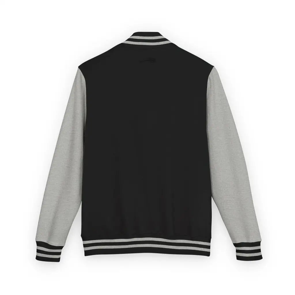 Varsity jacket with Red Dachshund Patch in black colorways. Boutique fit cozy plus size options for stylish dachshund