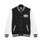 Varsity jacket with Red Dachshund Patch in black colorways. Boutique fit cozy plus size options for stylish dachshund
