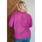 Our Relax Already Sweater in Light Plum features a soft mid weight brushed ribbed knit round neckline drop shoulder