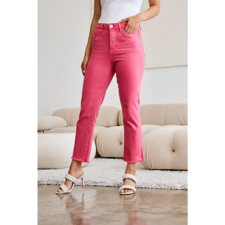 RFM Dylan Tummy Control Cropped Jeans in Sunkissed Pink