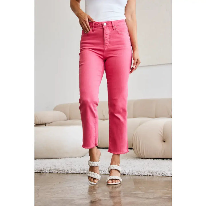 RFM Dylan Tummy Control Cropped Jeans in Sunkissed Pink