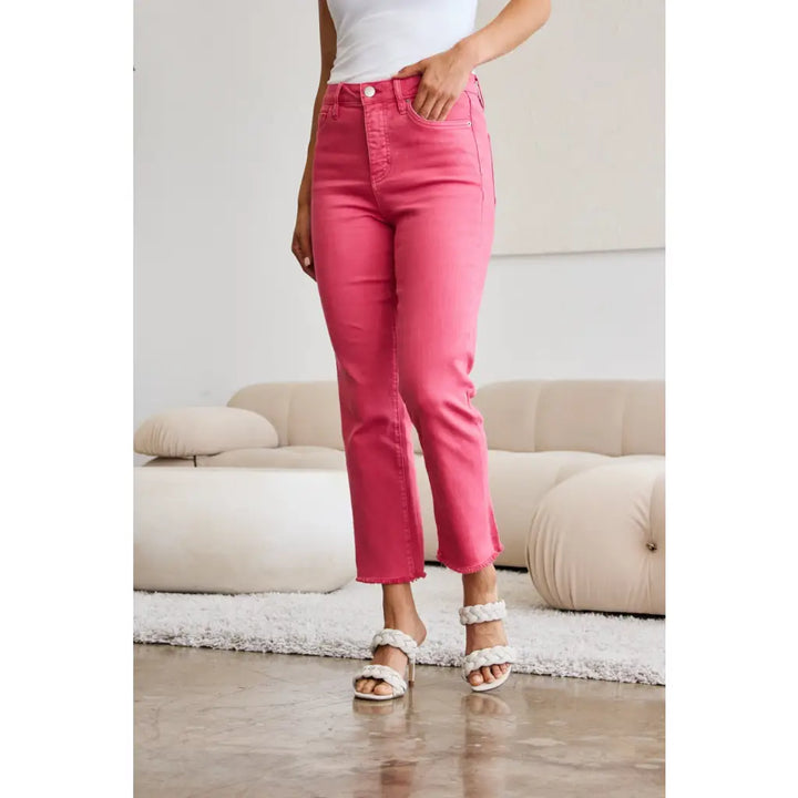 RFM Dylan Tummy Control Cropped Jeans in Sunkissed Pink