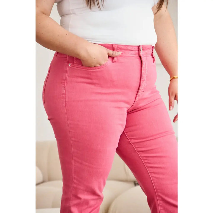 RFM Dylan Tummy Control Cropped Jeans in Sunkissed Pink